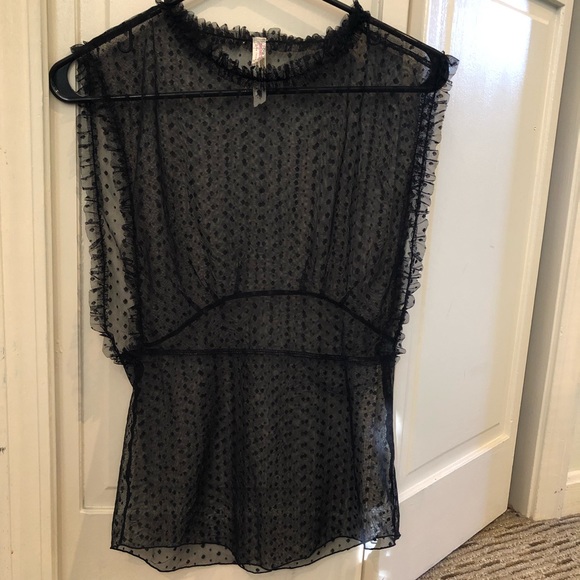 Free People Tops - Intimately Free People Sheer Black Ruffle Top